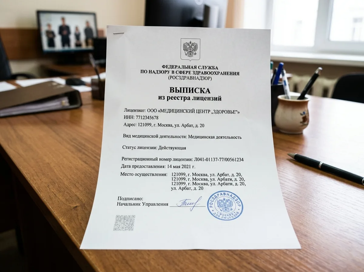 Выписка из реестра лицензий Росздравнадзора — официальный документ подтверждающий статус медицинской организации